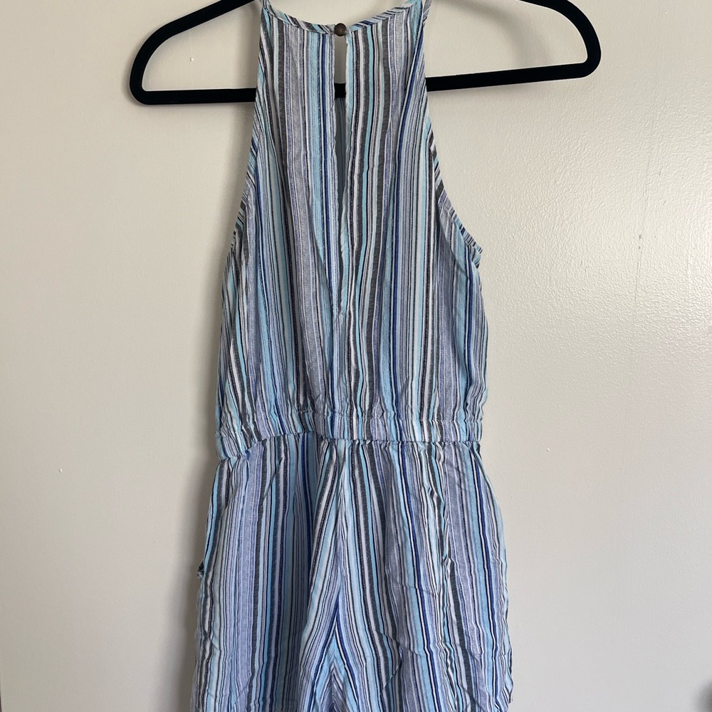 Stylish Blue Striped Women's Romper - Picture 3 of 3